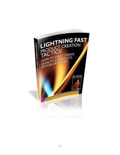 Lightning Fast Product Creation Tactics